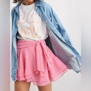 Aerie Pink Chiffon Wrap Skirt NWT